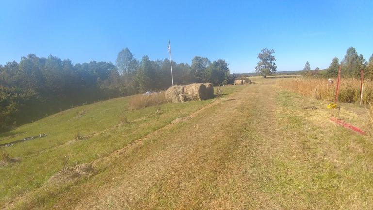 Our Hay, positioned for mulching and swale building  10-23-18