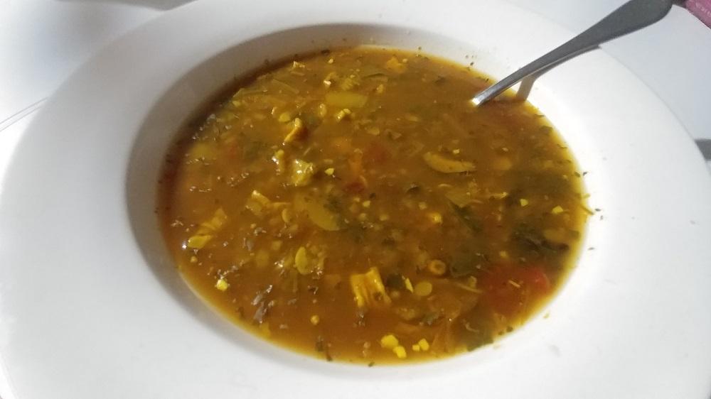Immune System Support Soup with kale, turkey, cannelini beans & yellow squash